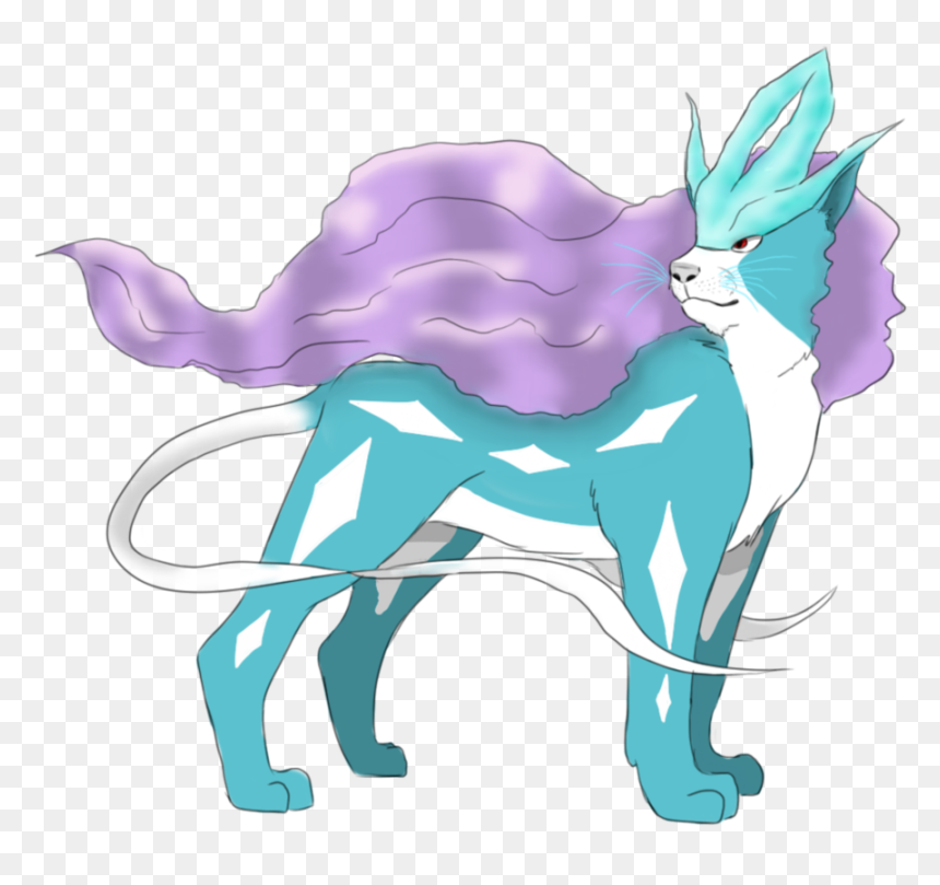 Suicune Is A Slim, Quadruped, Blue, Mammalian Pokémon - Illustration, HD Png Download - suicune png