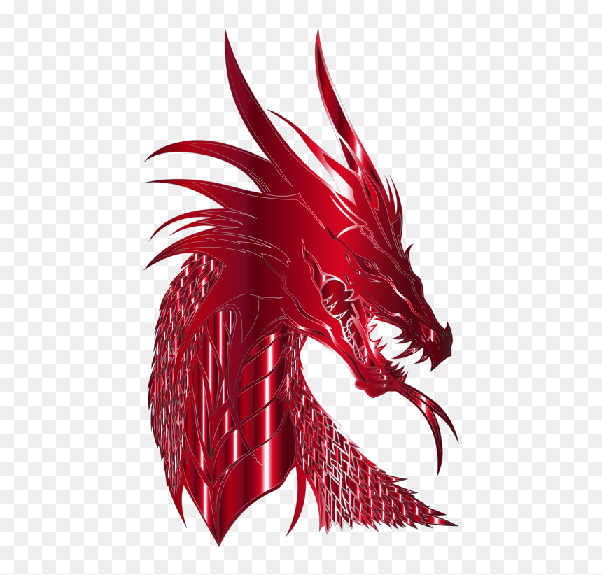 Crimson Dragon Head - Dragon Silhouette, HD Png Download - dragon head png