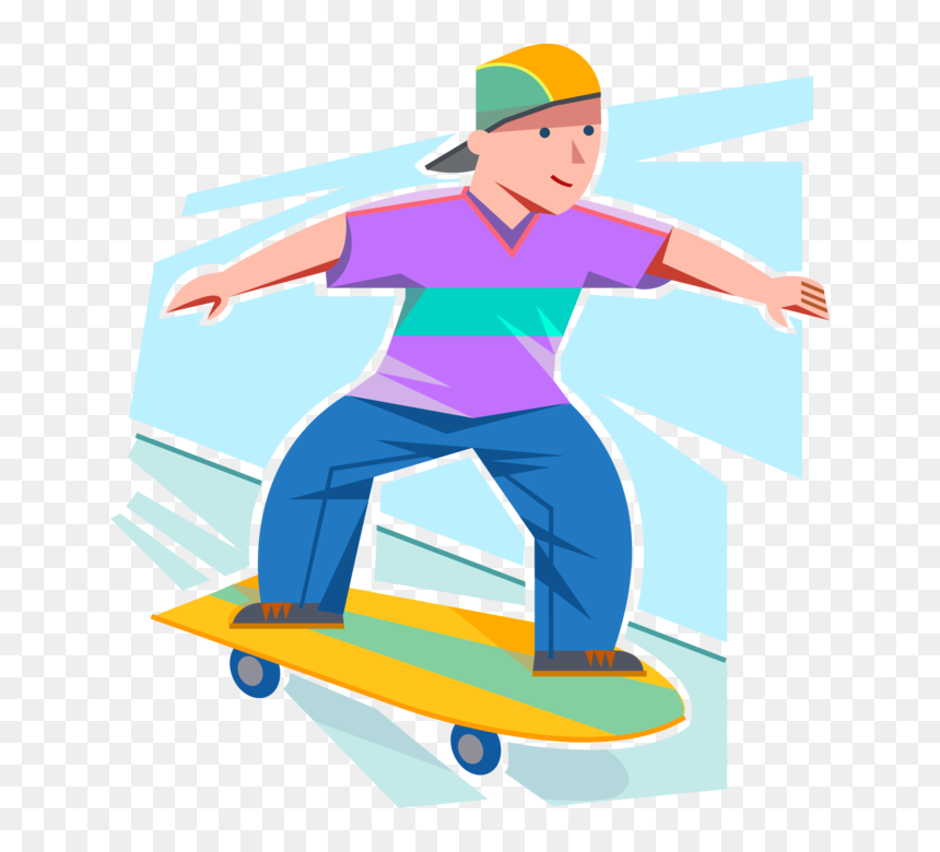 Vector Illustration Of Young Adolescent Skateboarder - Junge Auf Skateboard Clipart, HD Png Download - skateboarder png
