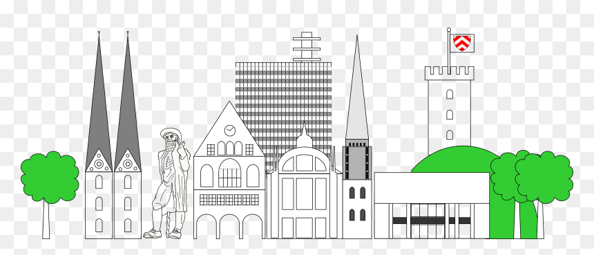 Bielefeld Skyline Clip Arts - Bielefeld Clipart, HD Png Download - miami skyline png
