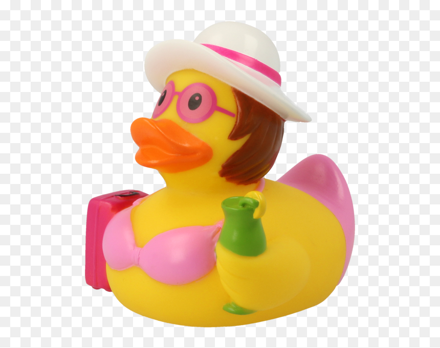Free Female Rubber Duck Athe Beach Transparent Clipart - Ducks On Holiday, HD Png Download - rubber ducky png