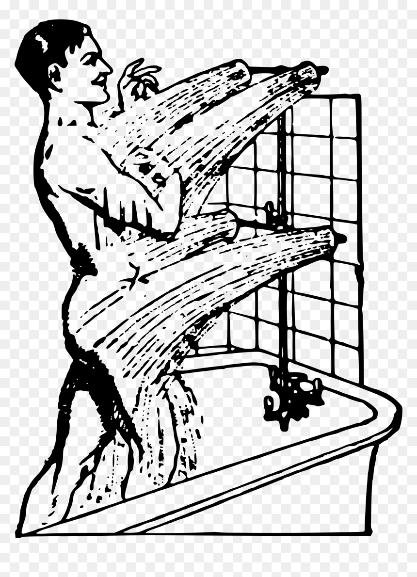 Man In Shower Clip Arts - Person Taking Shower Clipart, HD Png Download - shower png