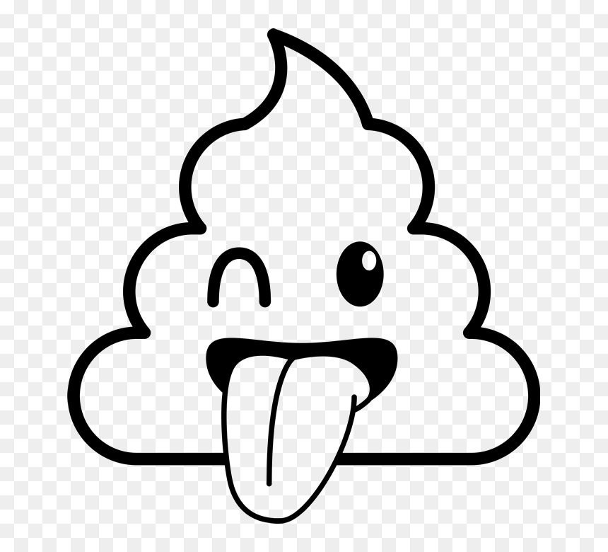 Poop Black And White, HD Png Download - black emoji png