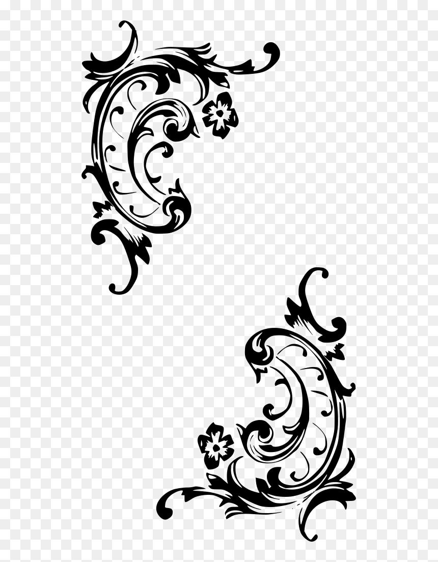 Baroque Black And White, HD Png Download - filigree border png