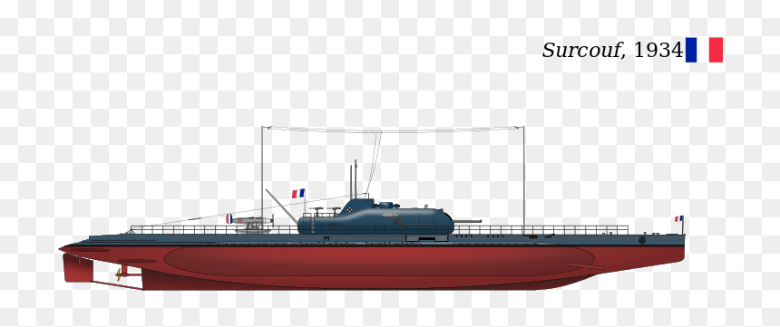 French Submarine Aircraft Carrier Surcouf Commissioned - French Submarine Aircraft Carrier, HD Png Download - aircraft carrier png