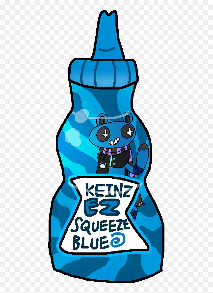 A Bottle Of Keinz Unten Blue Ketchup As It Appears - Ez Squirt Ketchup Transparent Background, HD Png Download - squirt png
