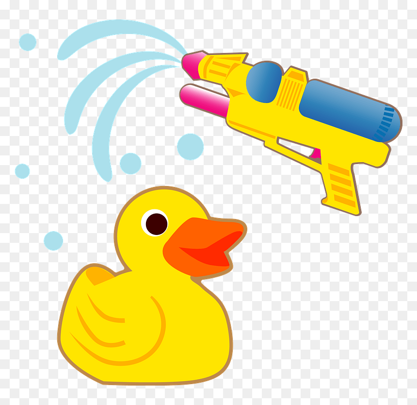 Rubber Duck Water Gun Clipart, HD Png Download - rubber ducky png