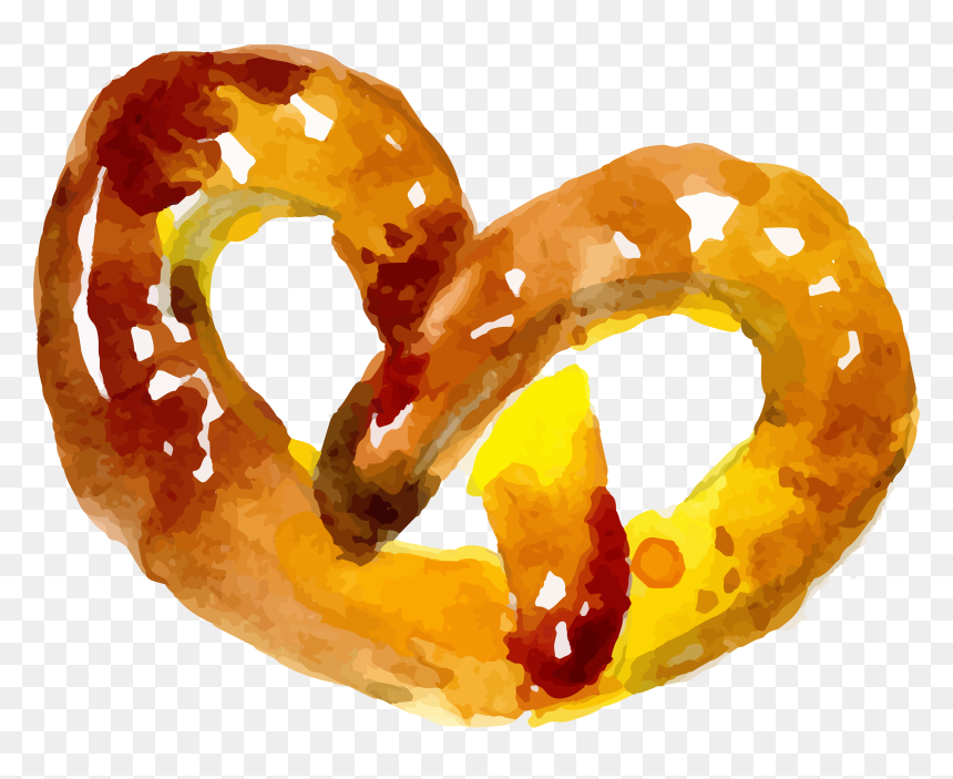 Bread Watercolor Painting Pretzel - Bread Watercolor Png, Transparent Png - pretzel png