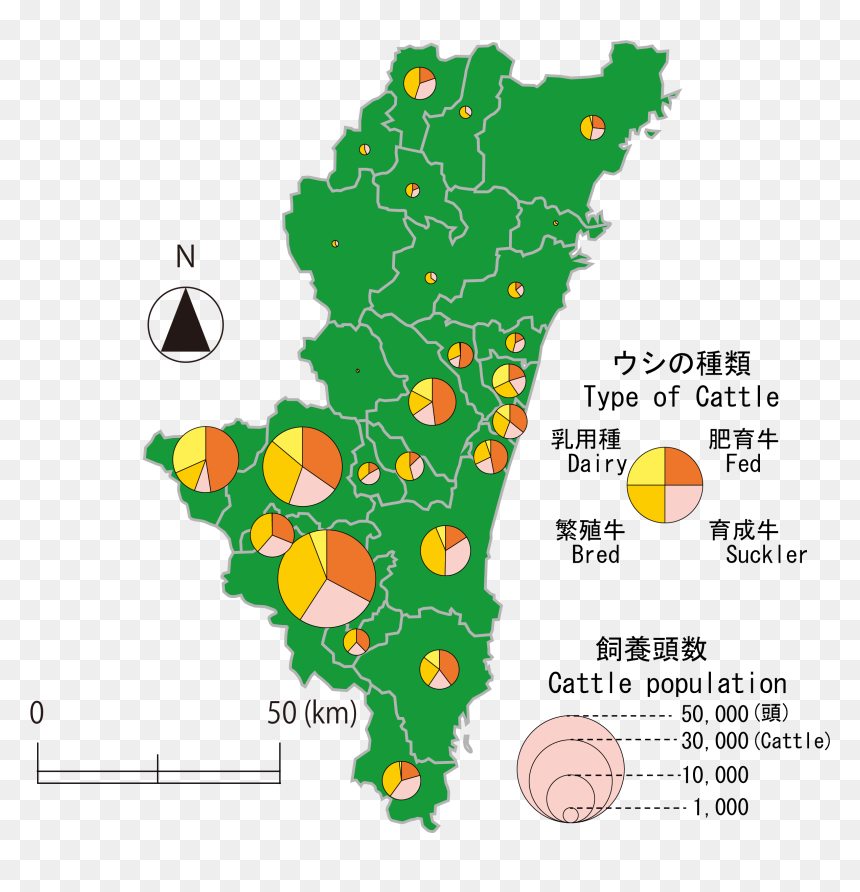 Miyazaki Beef Map Based On 2016 - Map, HD Png Download - beef png
