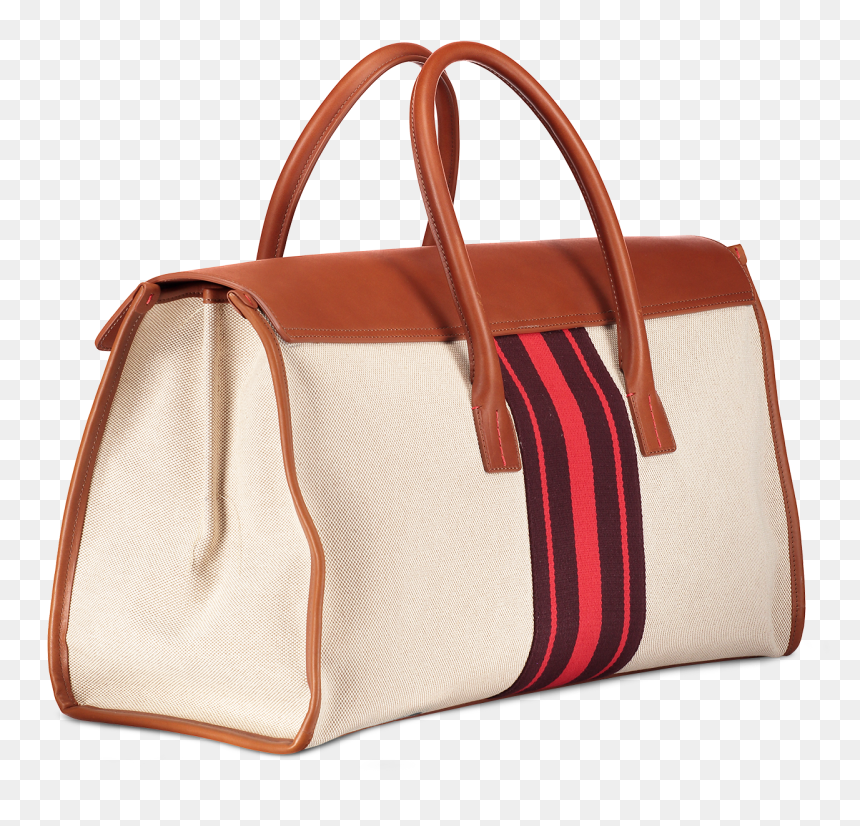 Canvas Overnight Bag With Red Stripe - Tote Bag, HD Png Download - red stripe png
