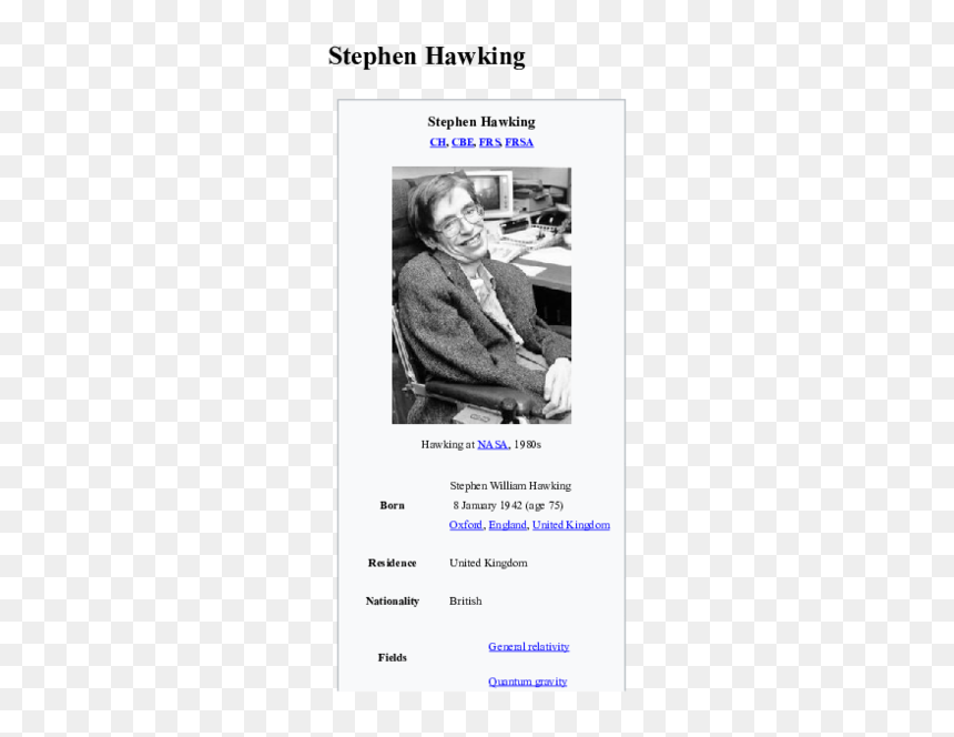 Stephen Hawking, HD Png Download - stephen hawking png