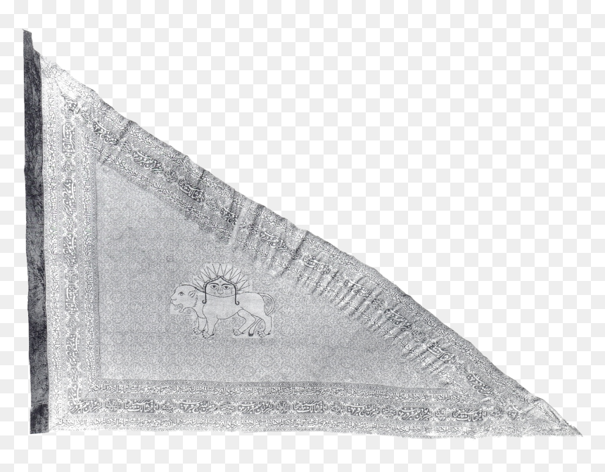 Triangular Silk Flag Of Qajar Dynasty Iran - Qajar Dynasty, HD Png Download - iran flag png
