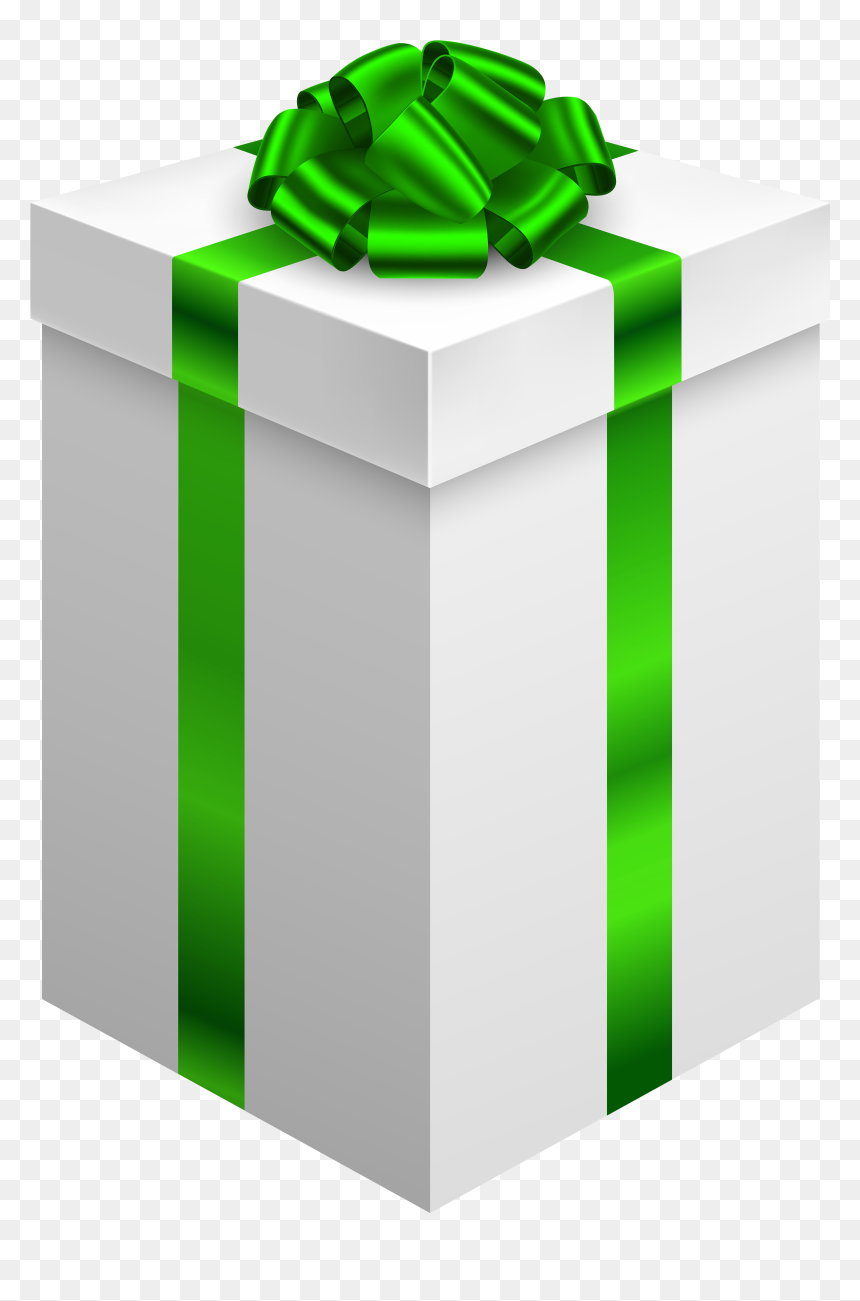 Gift Box With Green Bow Png Clipart - Gift Box Clipart Png, Transparent Png - bows png