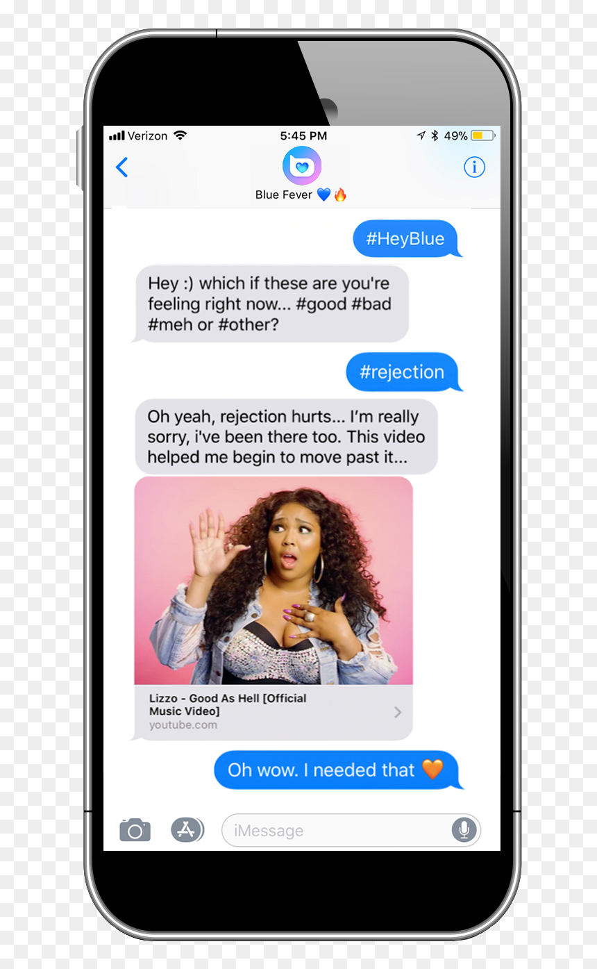 Lizzo Blue Fever Text Message App Teenager - Online Advertising, HD Png Download - message png