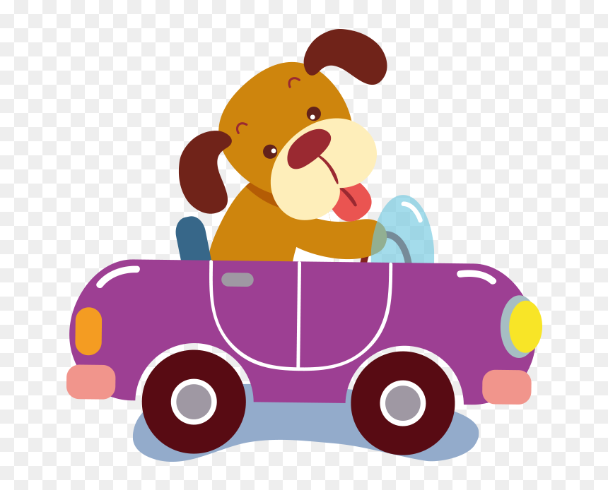 Cartoon Purple Clip Art - Dog Driwing Car Cartoon, HD Png Download - driving png