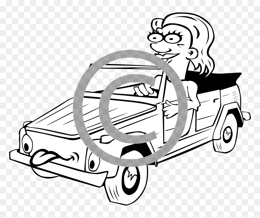 Car Cartoon Images Black And White, HD Png Download - driving png