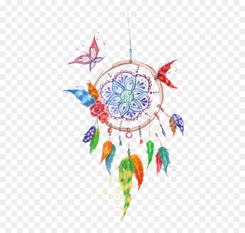 Dreamcatcher Color Watercolor Euclidean Vector Feather - Design Dream Catcher Color, HD Png Download - dream catcher vector png