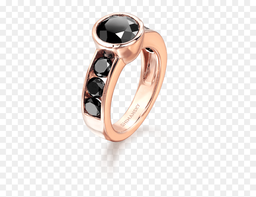 Black Diamond Ring Rose Gold - Engagement Ring, HD Png Download - black diamond png