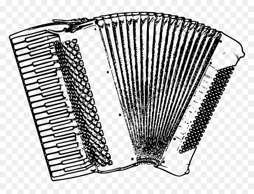 Piano Accordion B&w Clip Arts - Accordion Drawing Transparent, HD Png Download - accordion png