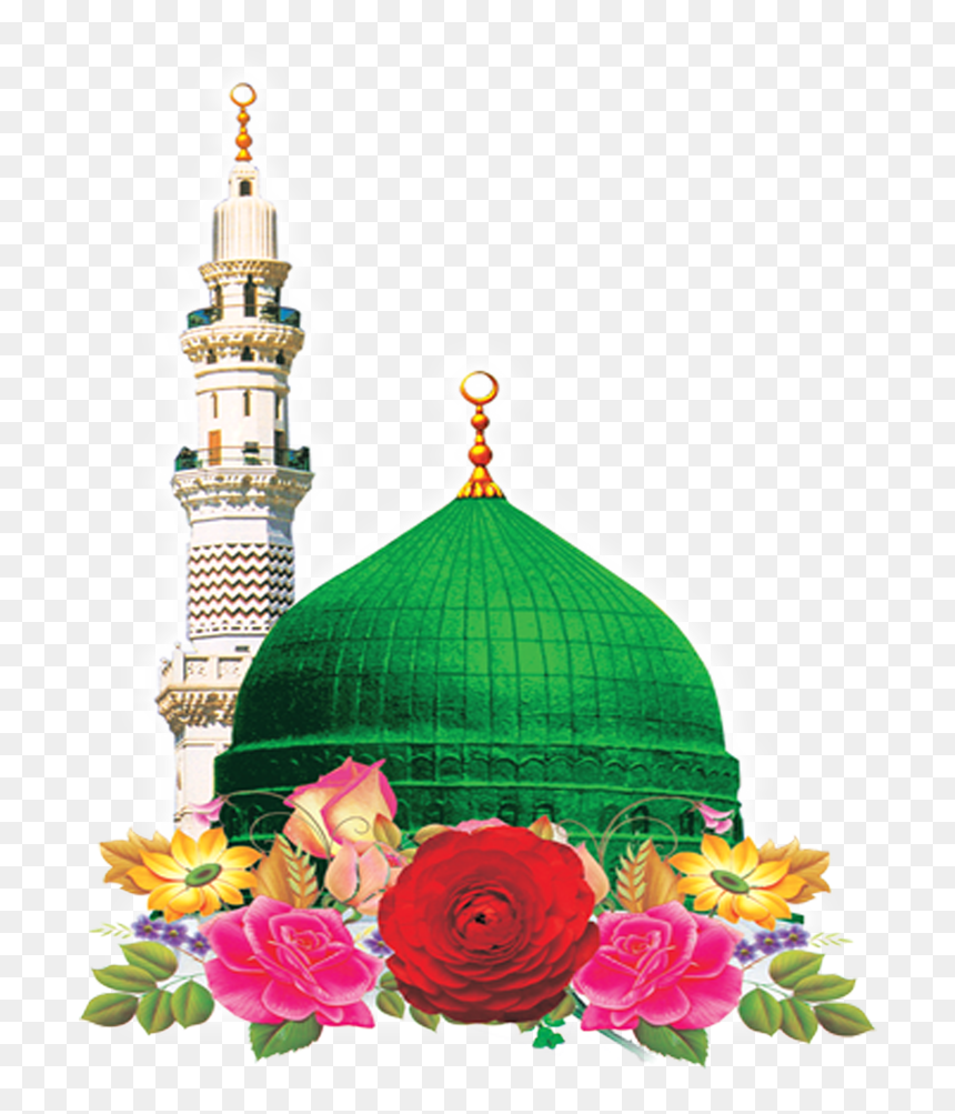 Masjid Nabvi With Flowers, HD Png Download - flowers .png