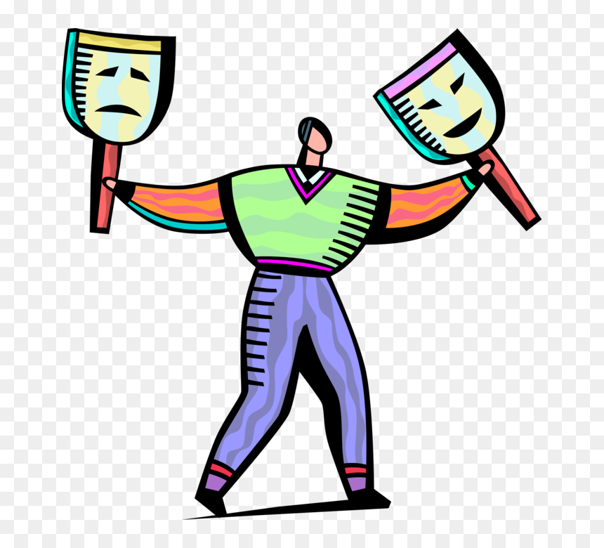 Vector Illustration Of Businessman Hides Behind Theatre - Vector Graphics, HD Png Download - drama masks png