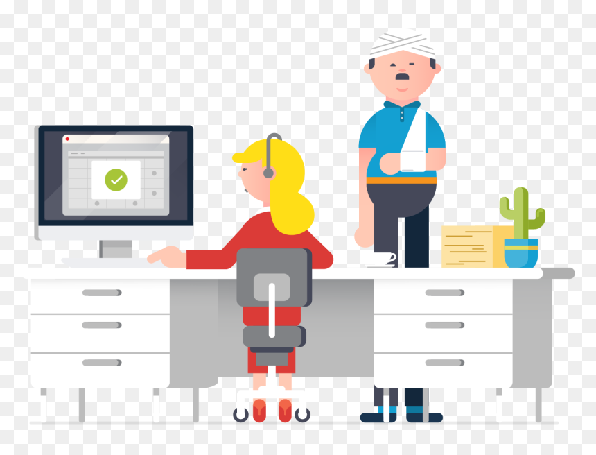 Receptionist Clipart Medical Transcriptionist - Billing Counter Hospital Clipart, HD Png Download - receptionist png
