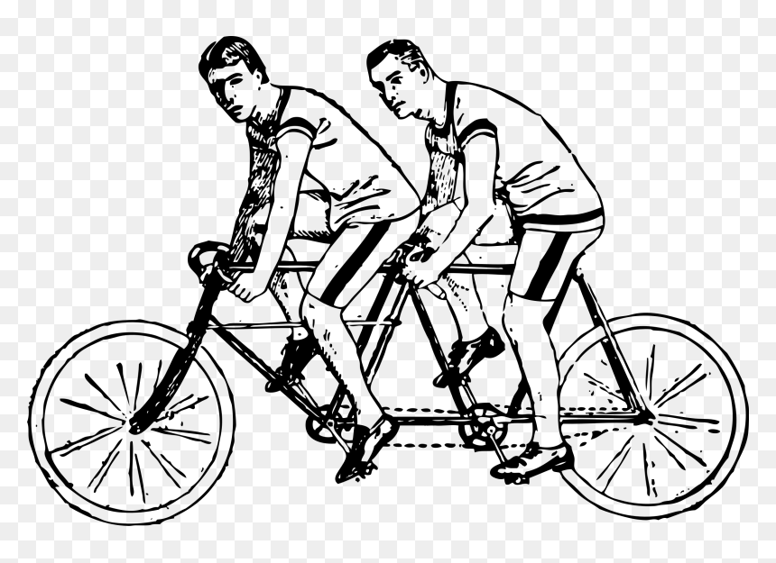 Tandem Bike Riders Clip Arts - Couple Tandem Bicycle Transparent, HD Png Download - bike rider png