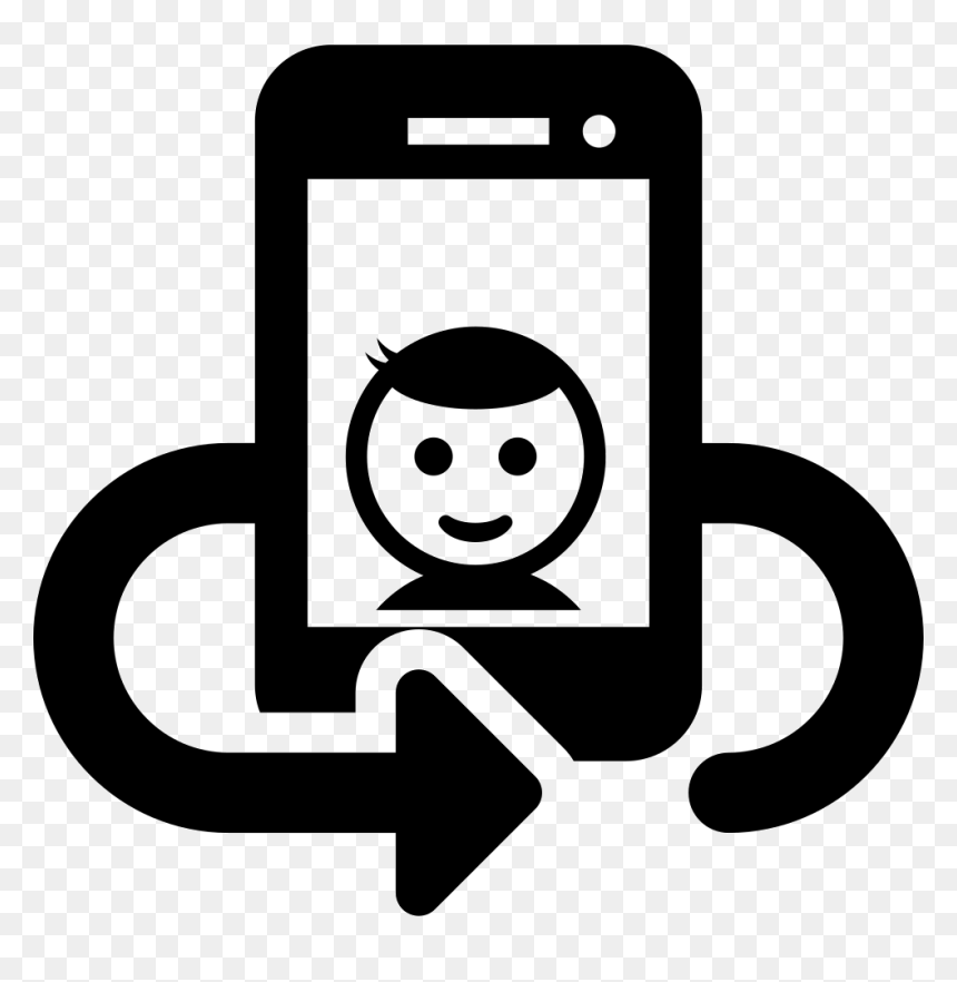 Selfie On Phone Screen With Rotating Arrow Around - Selfie Icon Icon, HD Png Download - selfie png
