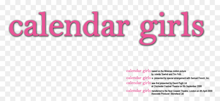 Calendar Girls Logo Pink Hr Just Text - Graphics, HD Png Download - september png