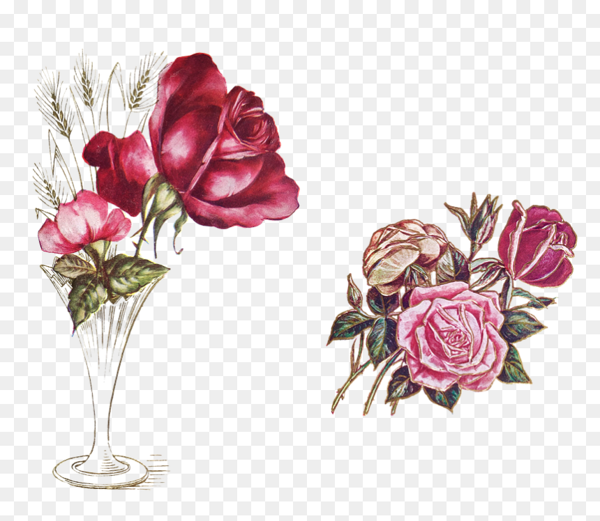 Vase, HD Png Download - vintage rose png