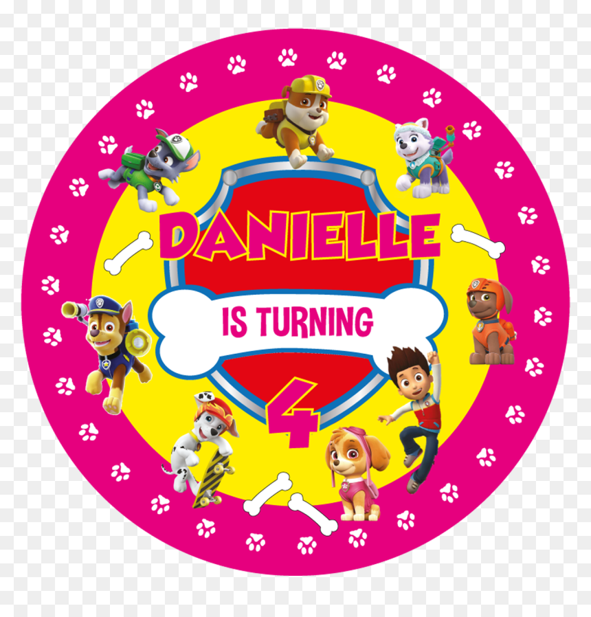 Paw Patrol Pink Party Box Stickers - Willamette University Bearcat Chat, HD Png Download - paw patrol bone png