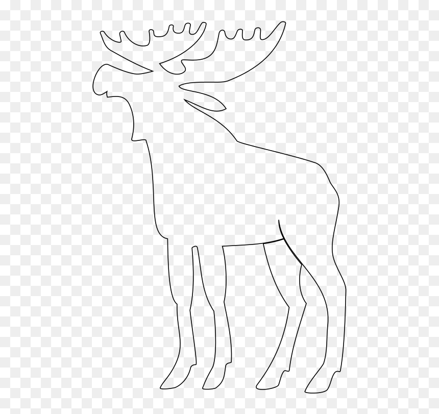 Line Art, HD Png Download - moose silhouette png
