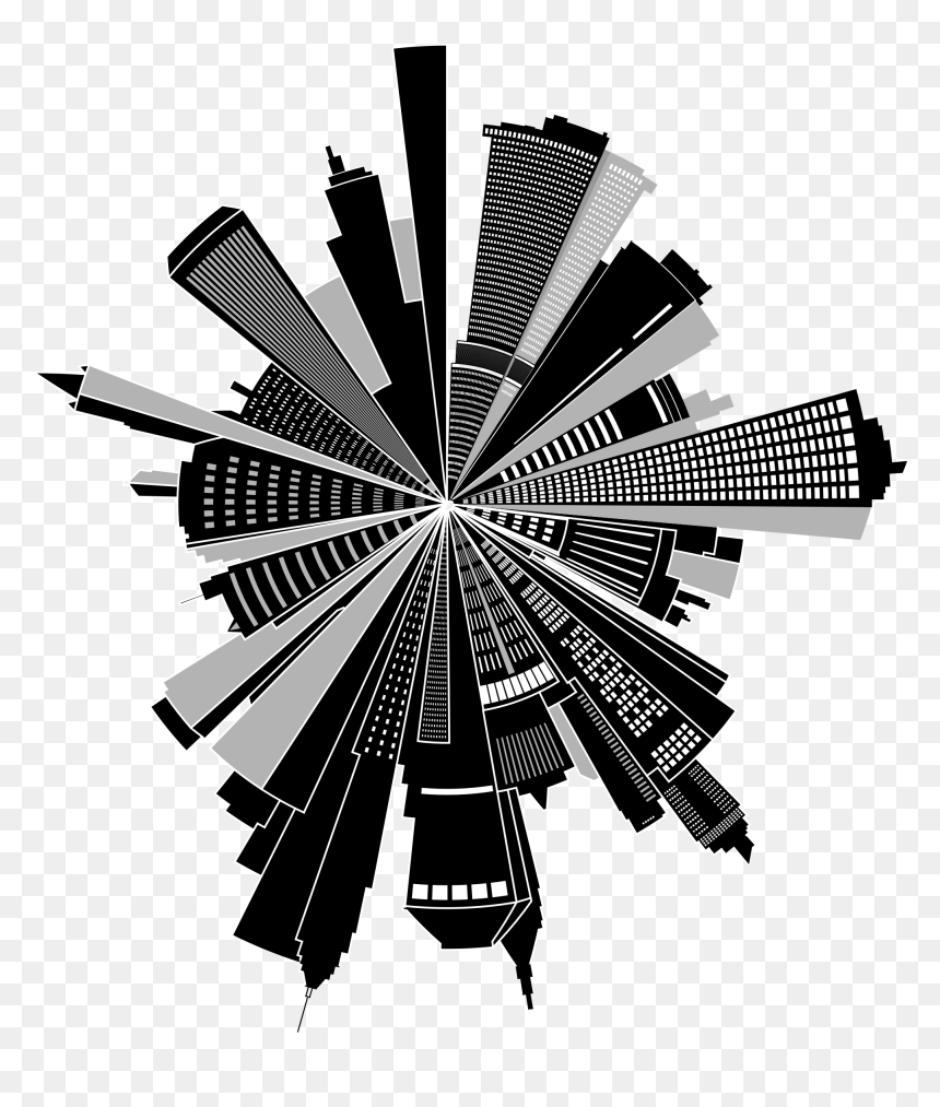 Cityscape Skyline Radial Clip Arts - Picsart Png Buildings Hd, Transparent Png - city scape png