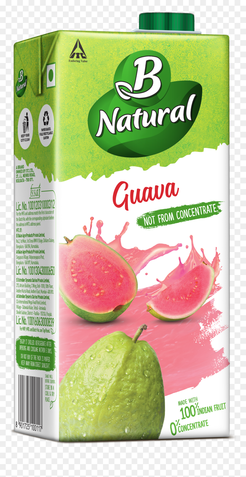 B Natural Guava Juice, HD Png Download - juice box png
