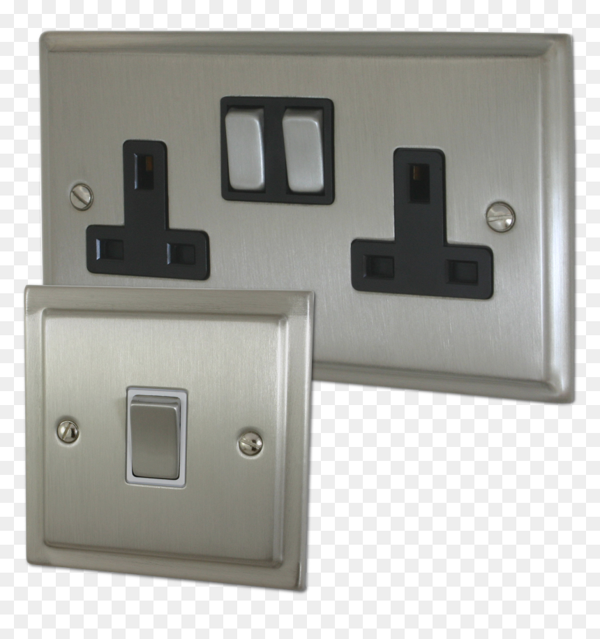 Light Switch Png - Brushed Nickel Power Sockets, Transparent Png - light switch png
