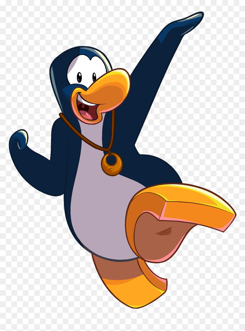 Jumping Penguin With Pendant Necklace - Club Penguin Penguin Jumping, HD Png Download - mario jumping png