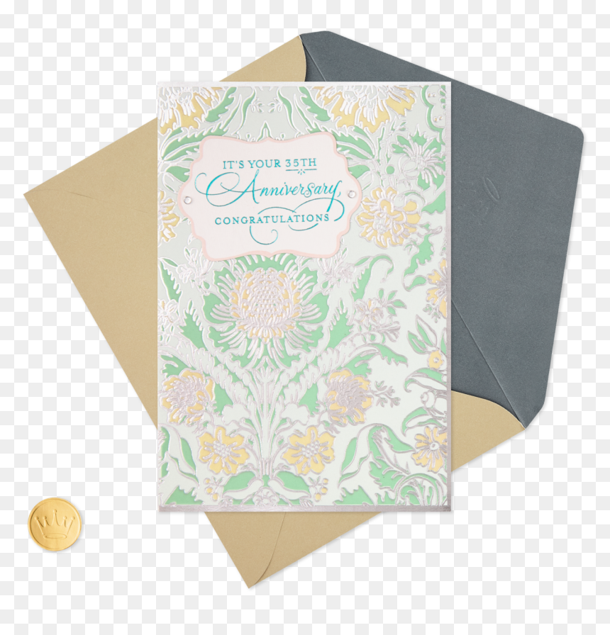 Flower Pattern 35th Anniversary Card, HD Png Download - flower pattern png