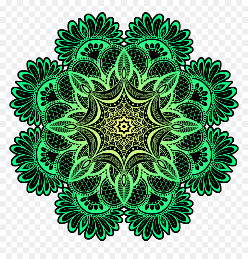 Yellow Green Flower Pattern Circle Hd, HD Png Download - flower pattern png