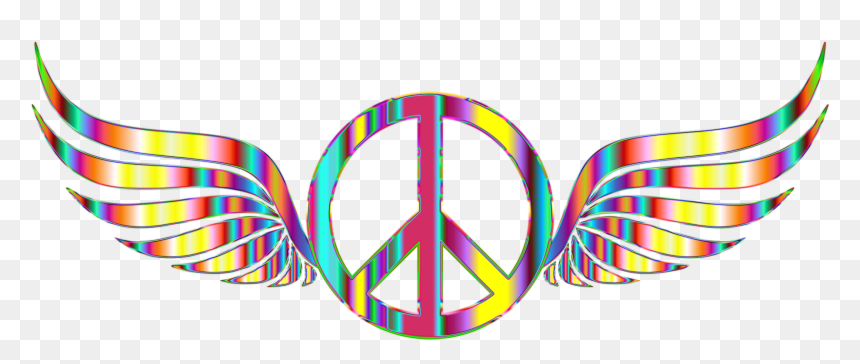 Gold Peace Sign Wings Psychedelic No Background Clip - Png Peace Symbol, Transparent Png - gold wings png