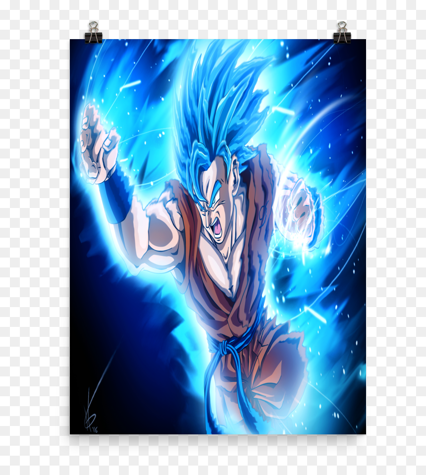 Blue Goku Poster, HD Png Download - goku kamehameha png
