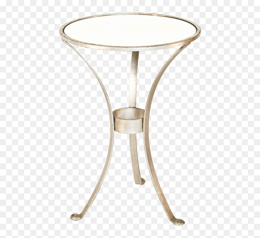 3 Leg Round Table In Silver Leaf With Antique Mirror - Outdoor Table, HD Png Download - round table png
