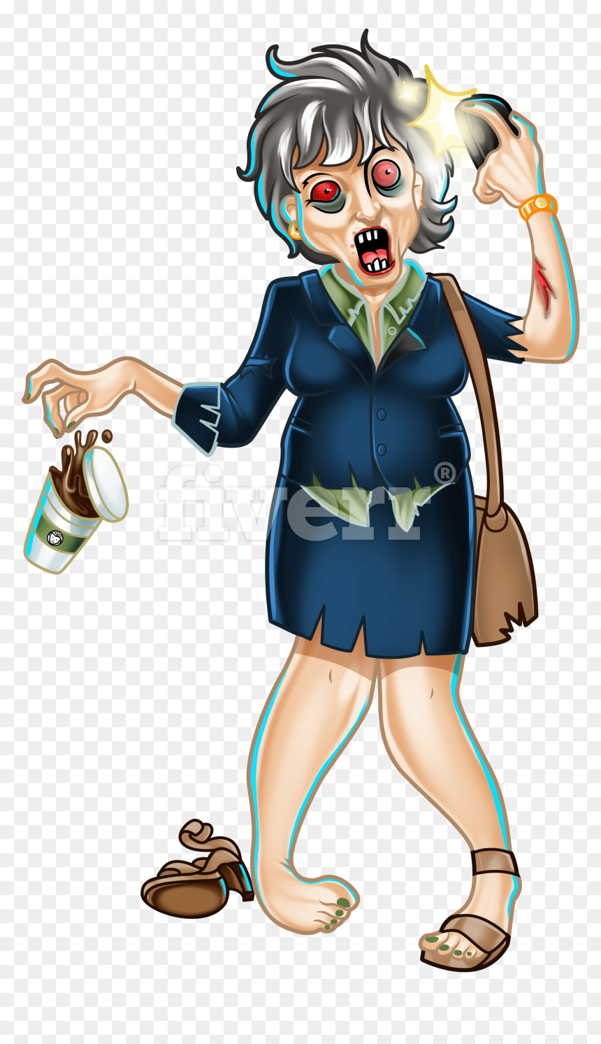Big Worksample Image Cartoon - Zombie Woman Cartoon, HD Png Download - zombie girl png