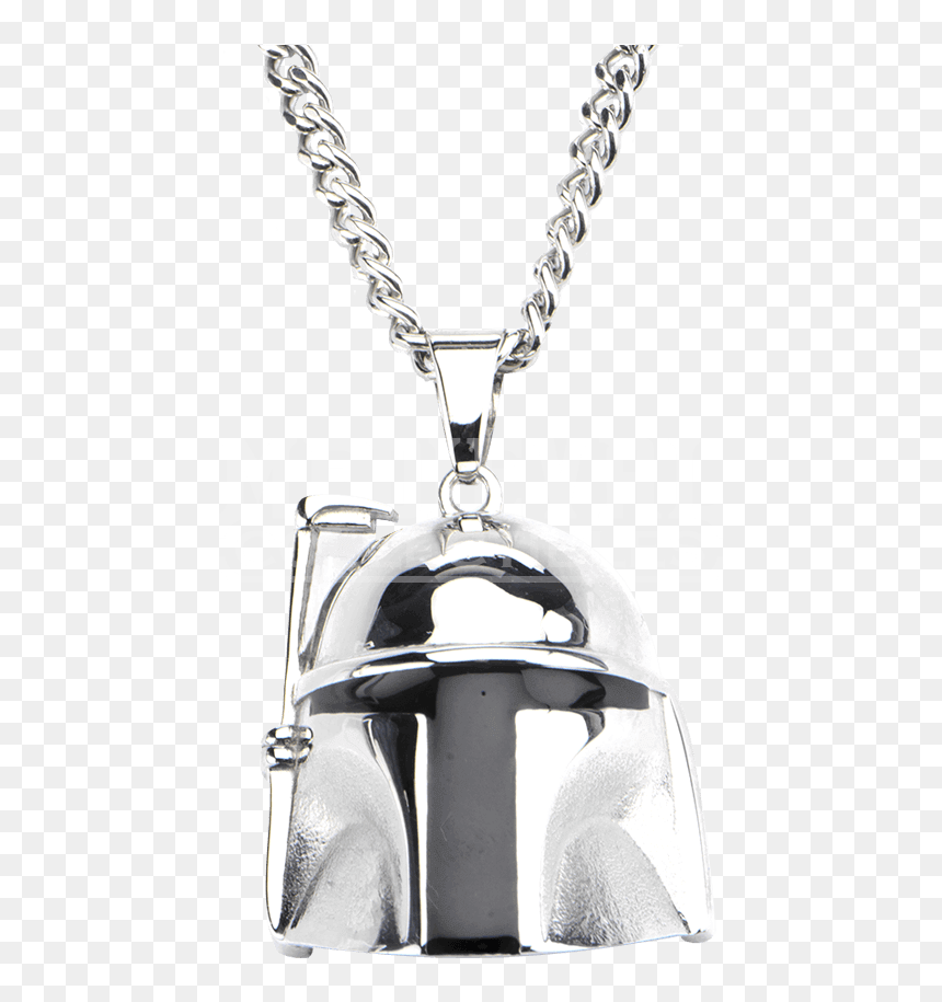 Mens Stainless Steel 3d Boba Fett Helmet Necklace - Boba Fett Head Pendant, HD Png Download - boba fett helmet png