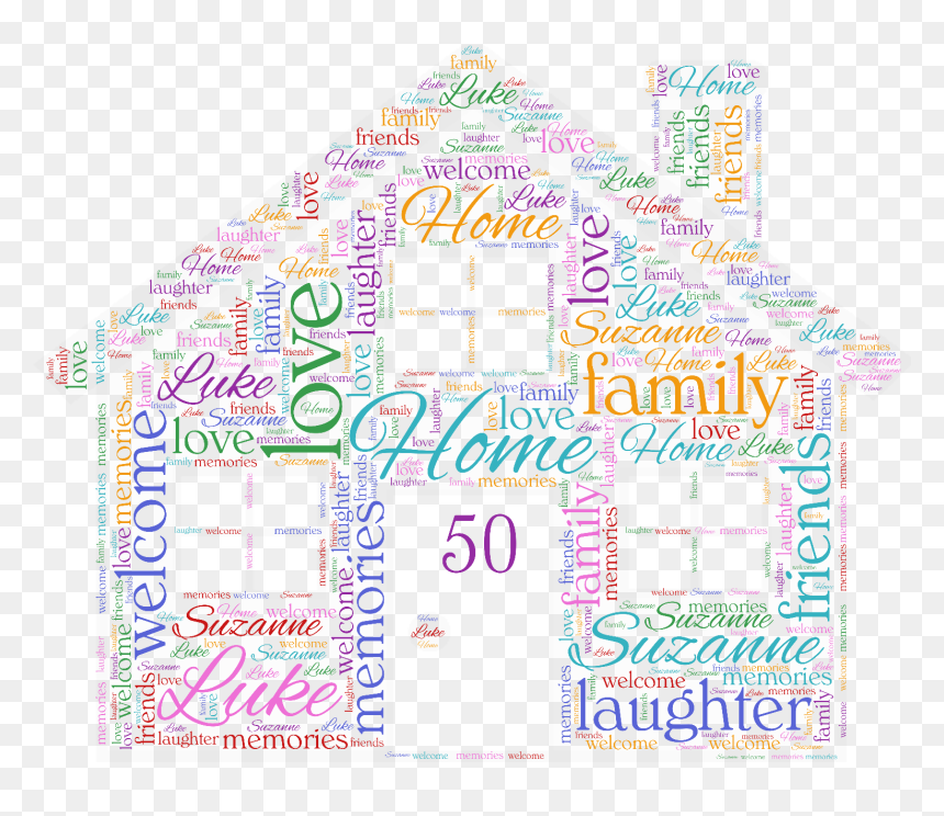 1 Sur 4 Personalised Word Art New Home Family House - Andrea, HD Png Download - family word art png