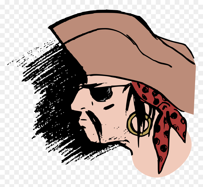 Pirate Head - Colour - Sketsa Gambar Bajak Laut, HD Png Download - pirate eye patch png