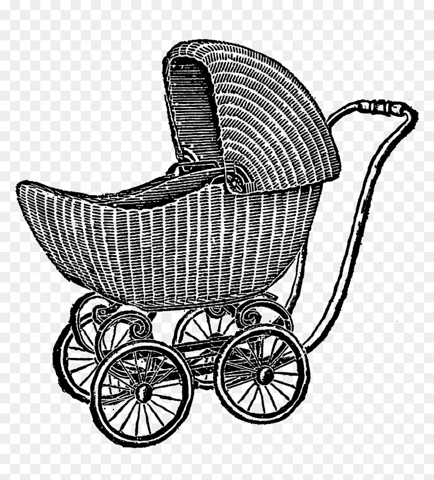 Digital Baby Carriage Downloads - Baby Carriage Stamp Clipart, HD Png Download - carriage png