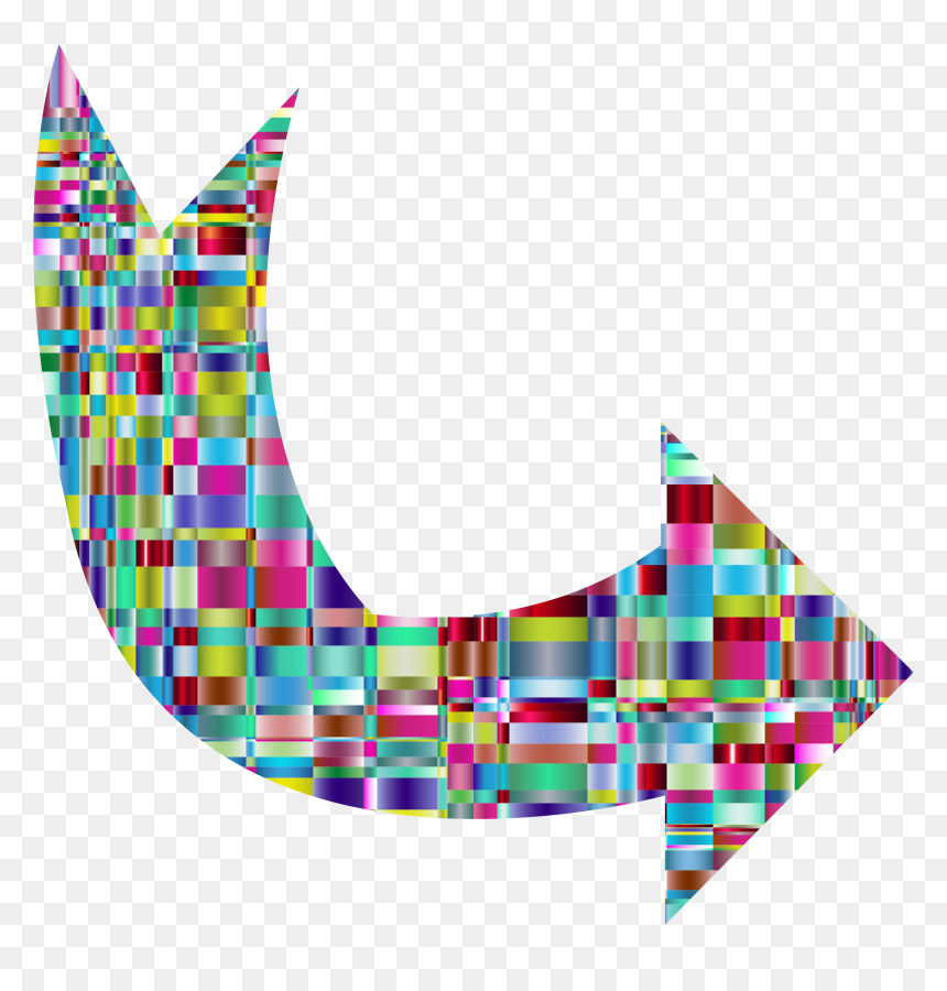 Checkered Crystalline Curved Arrow Clipart , Png Download - Colorful Curved Arrow Png, Transparent Png - rounded star png
