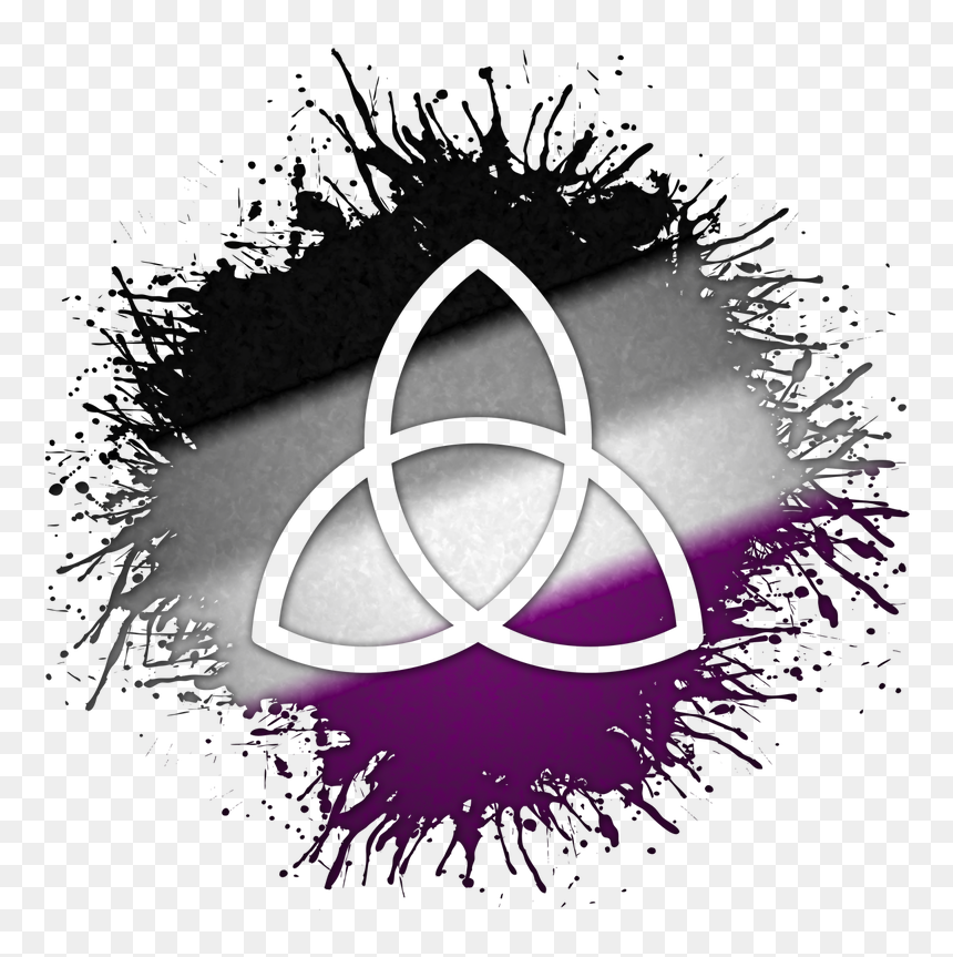 Triquetra Symbol Silhouetted Out Of Asexual Flag Paint - Rainbow Yin And Yang, HD Png Download - triquetra png