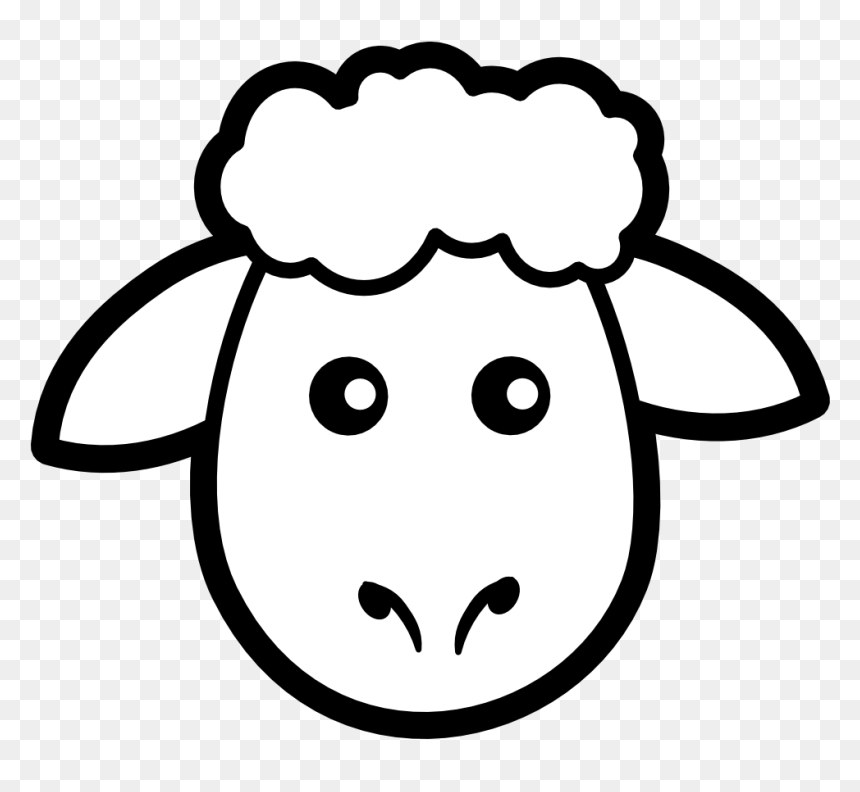 Free Pages Of Face - Sheep Face Clipart Black And White, HD Png Download - coloring pages png