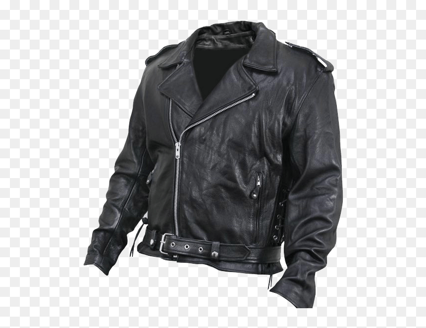 Black Biker Leather Jacket Png Transparent Image - Transparent Background Leather Jacket, Png Download - leather jacket png